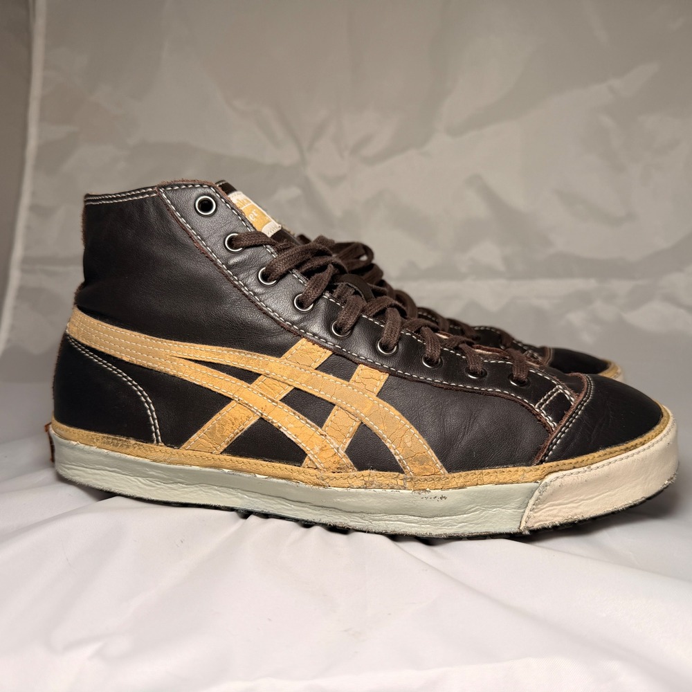 Onitsuka Tiger Sneakers Mens 8 Brown Leather High Top Distressed HL726 Kobe OK - Picture 6 of 12